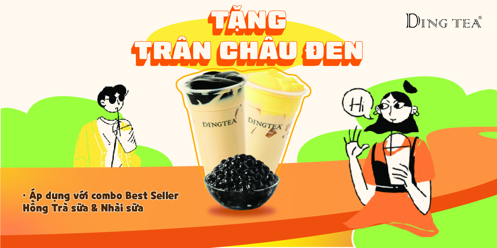 Free topping Trân châu đen cho combo Best seller