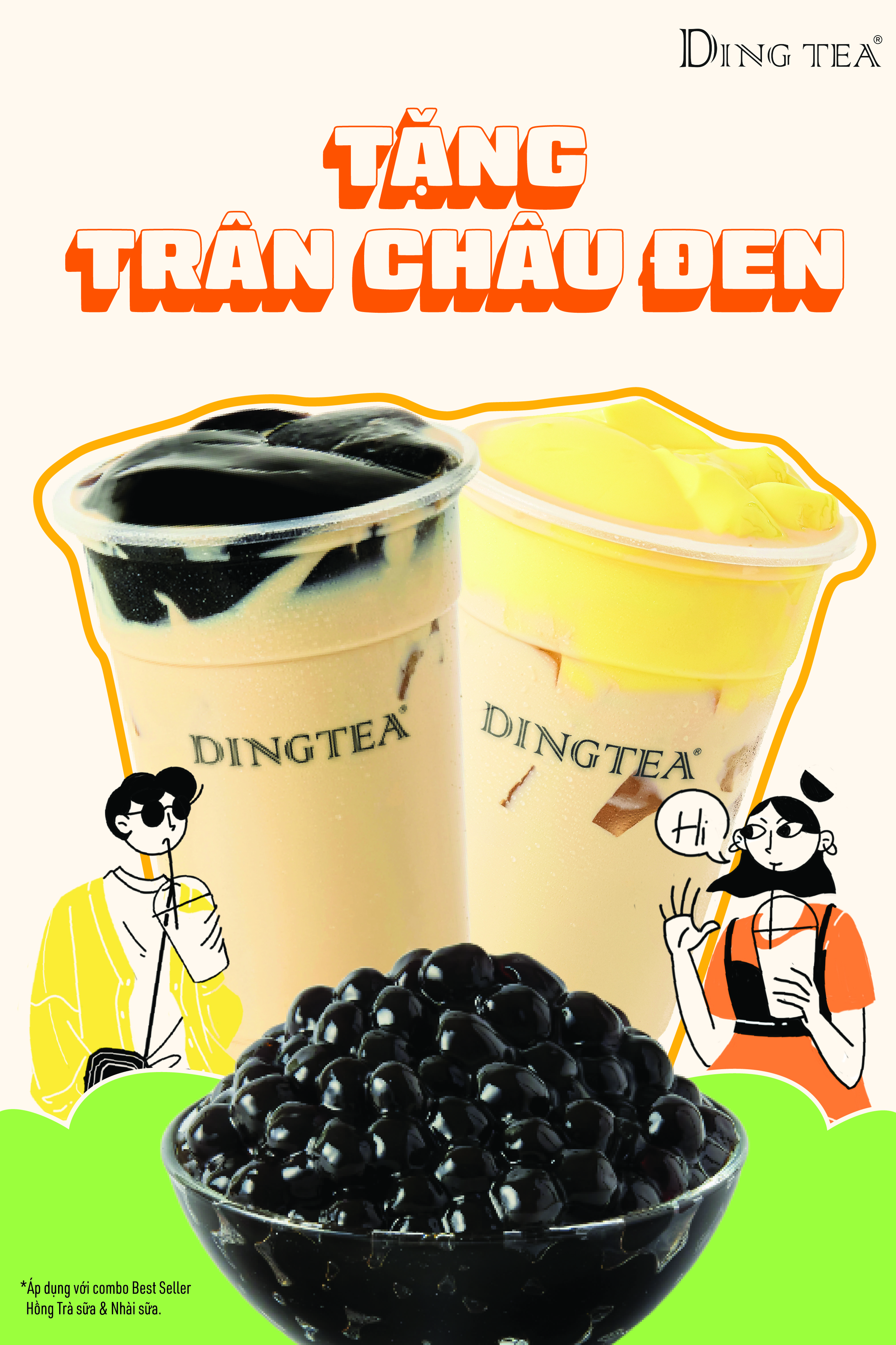 Free topping Trân châu đen cho combo Best seller